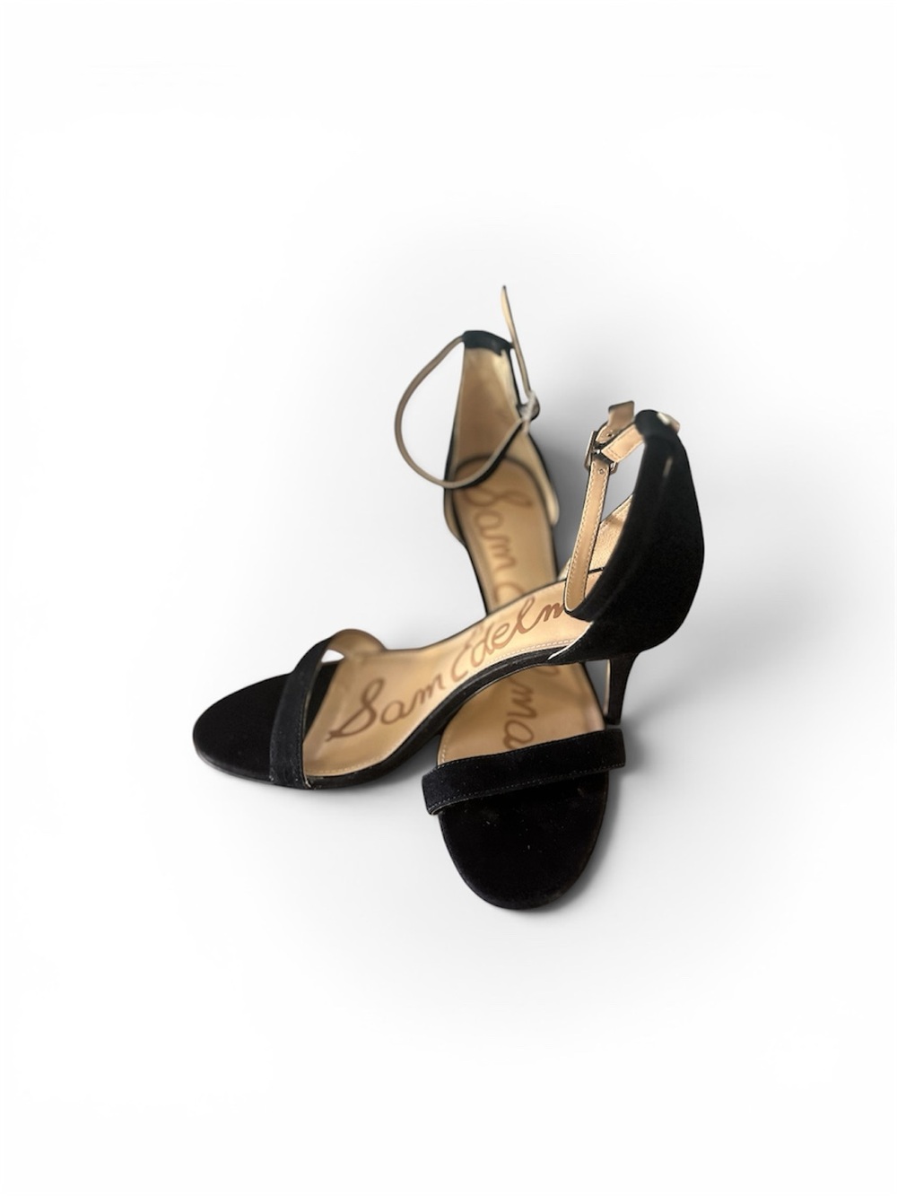Sam Edelman Black Suede Ankle-Strap Heels